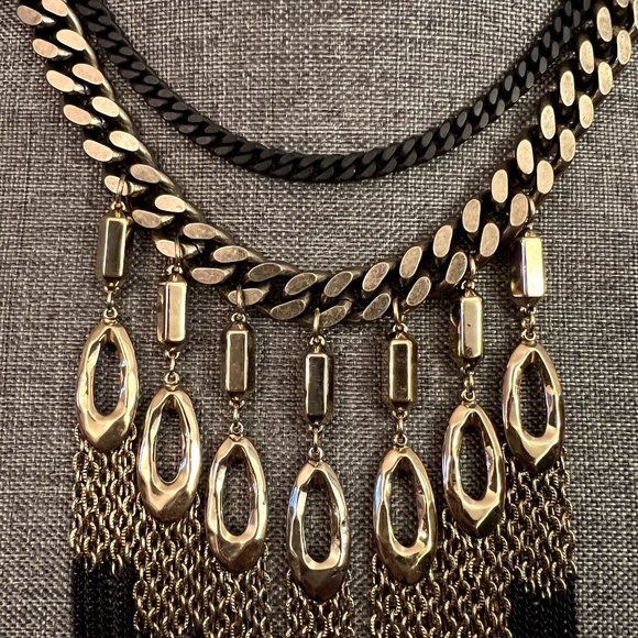 Stella & Dot Lillith Fringe Statement Necklace Mixed Metal Tribal Gold B… - Picture 5 of 9